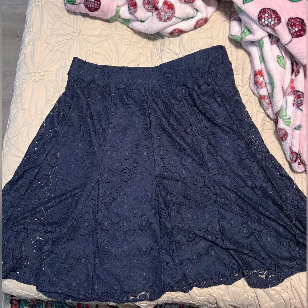 SagHarbor XL Navy Lace Knee Length Skirt